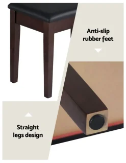 Alpha Piano Bench Stool with Storage Wooden PU Leather