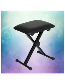 Alpha Portable Bench Chair Piano Stool in Black