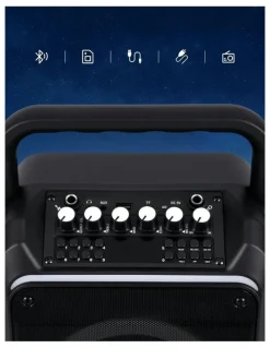 Alpha Portable Karaoke Machine with 2 Wireless Microphones Bluetooth 5.3 in Black
