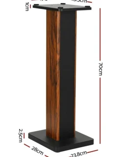 Alpha Speaker Stand 70cm 2 Piece in Black /Wood