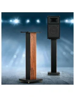Alpha Speaker Stand 70cm 2 Piece in Black /Wood