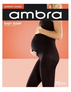 Ambra Baby Bump Opaque Maternity Tight Black