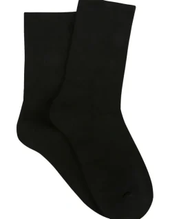 Ambra Bamboo Soft Top Crew Length Socks 2 Pair in Black