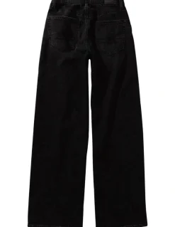 American Eagle Strigid Super High-Waisted Baggy Wide-Leg Ankle Jean in Charcoal