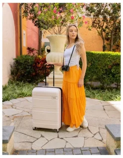 American Tourister Light Max 69cm Spinner Suitcase in Off-White