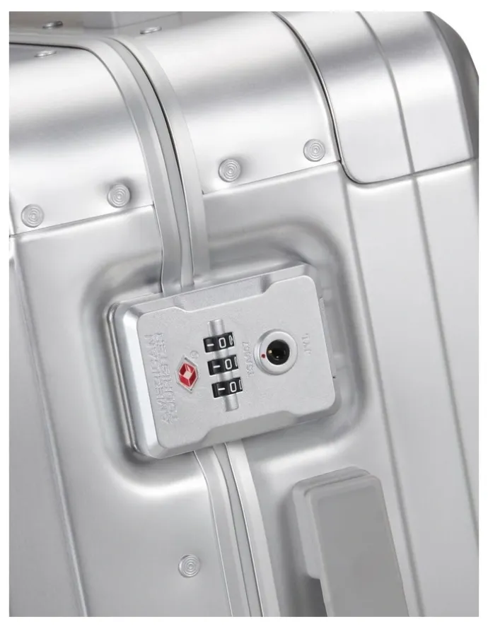 American Tourister Soundbox Alu 55cm Spinner Suitcase in Silver