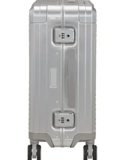 American Tourister Soundbox Alu 55cm Spinner Suitcase in Silver