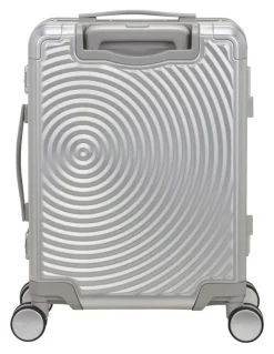 American Tourister Soundbox Alu 55cm Spinner Suitcase in Silver