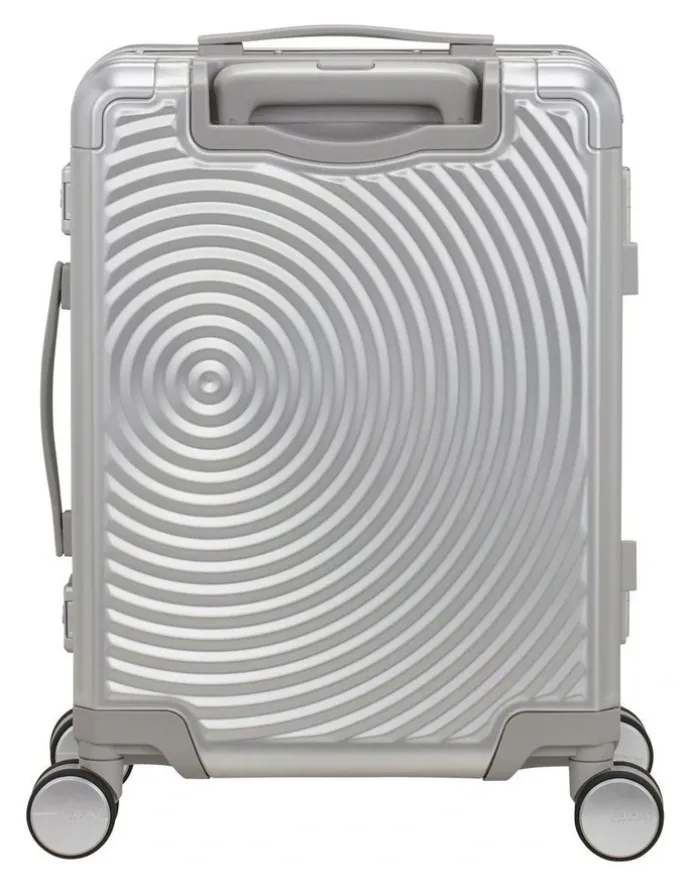 American Tourister Soundbox Alu 55cm Spinner Suitcase in Silver