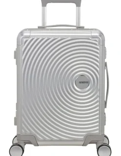 American Tourister Soundbox Alu 55cm Spinner Suitcase in Silver