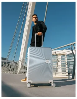 American Tourister Soundbox Alu 77cm Spinner Suitcase in Silver
