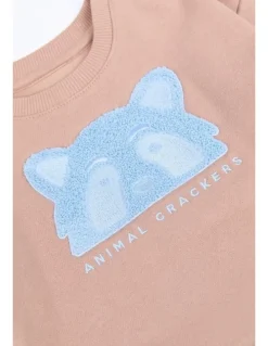 Animal Crackers Contrast Raffi Crew Sweater in Tan