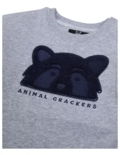 Animal Crackers Contrast Raffi Crew Neck T- shirt in Grey Marle