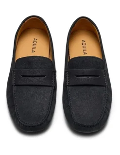 Aquila Cisco Nubuck Driving Shoes in Midnight