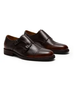 Aquila Davis Monk Strap Shoes in Brown