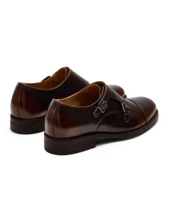 Aquila Davis Monk Strap Shoes in Brown