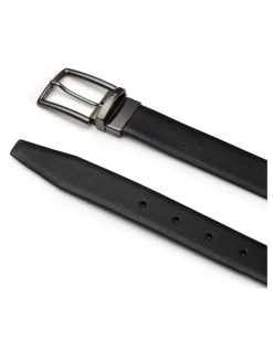 Aquila Martini Leather Reversible Belt in Black/ Brown