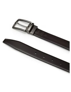Aquila Martini Leather Reversible Belt in Black/ Brown