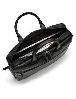 Aquila Montoro Leather Briefcase in Black