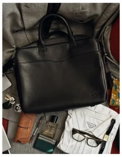 Aquila Montoro Leather Briefcase in Black