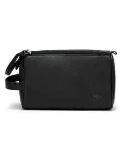 Aquila Montoro Leather Toiletry Bag in Black