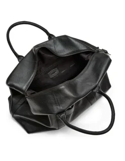 Aquila Montoro Leather Weekender Bag in Black
