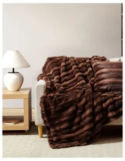 Ardor Loch Faux Rabbit Fur Throw Rust/Copper 130x170cm