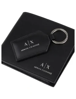 Armani Exchange Wallet And Keychain Giftset in Black