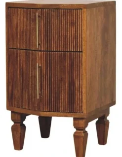 Artisan Furniture Solid Wood Louvre Bedside Unit in Brown