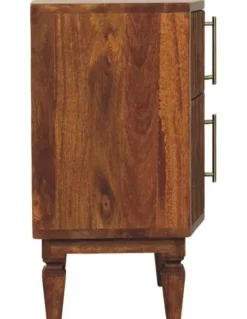Artisan Furniture Solid Wood Louvre Bedside Unit in Brown