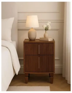 Artisan Furniture Solid Wood Louvre Bedside Unit in Brown