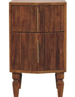 Artisan Furniture Solid Wood Louvre Bedside Unit in Brown