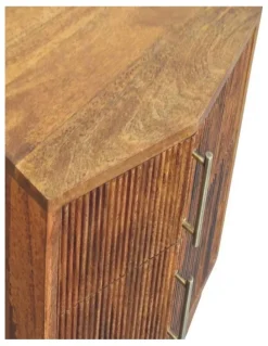 Artisan Furniture Solid Wood Louvre Bedside Unit in Brown