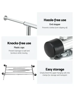 Artiss Adjustable Airer Rail Coat Stand Hanger in White
