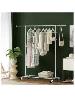 Artiss Adjustable Airer Rail Coat Stand Hanger in White