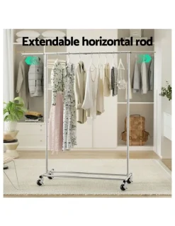 Artiss Adjustable Airer Rail Coat Stand Hanger in White