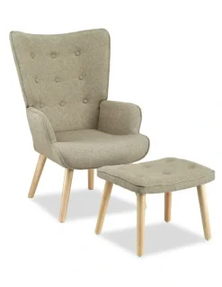 Artiss Armchair And Ottoman in Beige