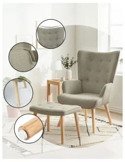 Artiss Armchair And Ottoman in Beige