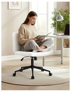 Artiss Armless Swivel Vanity Criss Cross Legged Office Chair in White