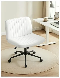 Artiss Armless Swivel Vanity Criss Cross Legged Office Chair in White