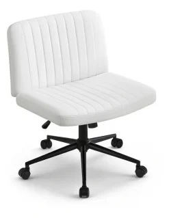 Artiss Armless Swivel Vanity Criss Cross Legged Office Chair in White