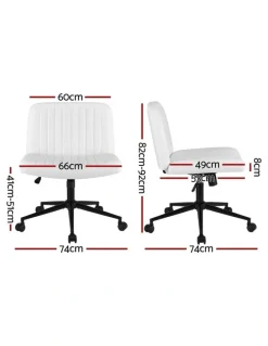 Artiss Armless Swivel Vanity Criss Cross Legged Office Chair in White