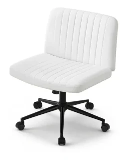 Artiss Armless Swivel Vanity Criss Cross Legged Office Chair in White