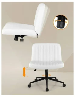 Artiss Armless Swivel Vanity Criss Cross Legged Office Chair in White