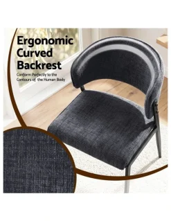 Artiss Artiss Dining Chairs Set of 6 Linen Fabric Soft Upholstered Chairs Charcoal