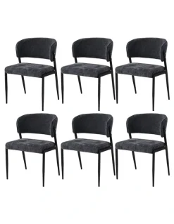 Artiss Artiss Dining Chairs Set of 6 Linen Fabric Soft Upholstered Chairs Charcoal