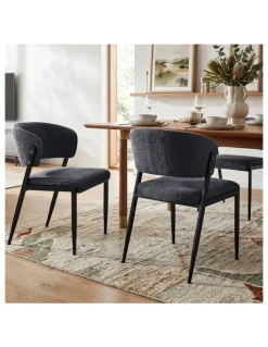 Artiss Artiss Dining Chairs Set of 6 Linen Fabric Soft Upholstered Chairs Charcoal