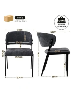 Artiss Artiss Dining Chairs Set of 6 Linen Fabric Soft Upholstered Chairs Charcoal