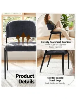 Artiss Artiss Dining Chairs Set of 6 Linen Fabric Soft Upholstered Chairs Charcoal