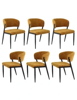 Artiss Artiss Dining Chairs Set of 2 Linen Fabric Soft Upholstered Chairs Mustard